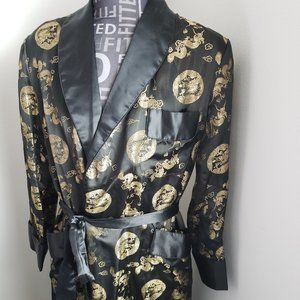 Mens Authentic Chinese Smoking Jacket Kimono by Longevity NWOT